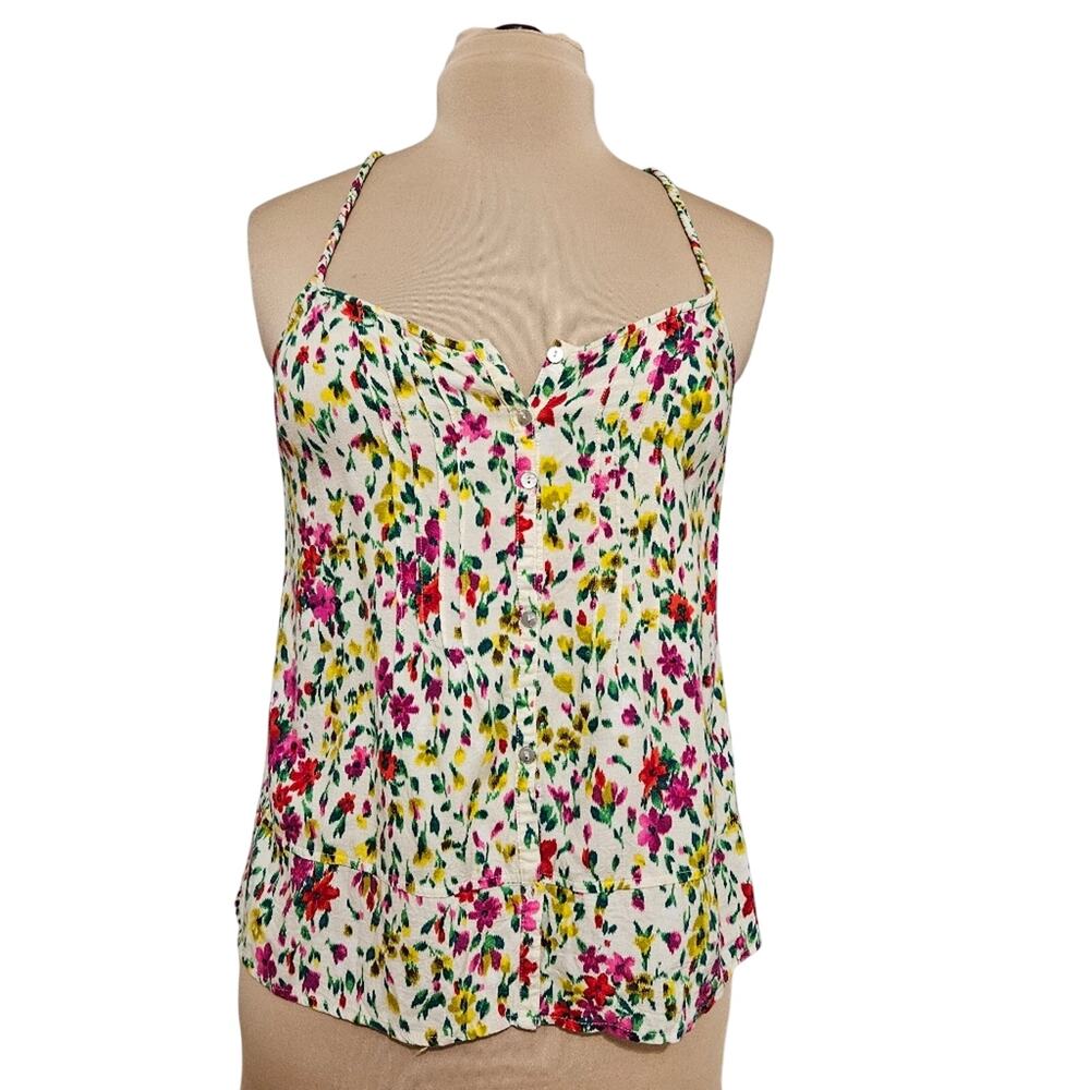 XXI Camisole Tank Top Floral T Back Braided Strap Casual Summer Spring Medium